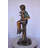 Boy Sitting On A Log With His Puppy Bronze Statue - Size: 15"L X 15"W X 35"H.
