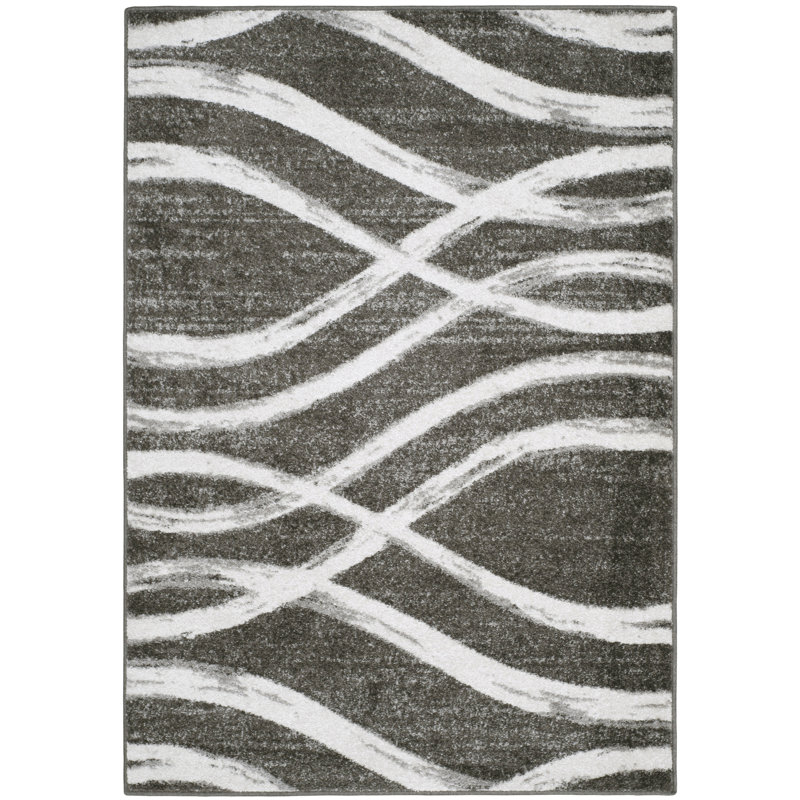 Tapis performance abstrait Shelva, Charcoal/Ivory, Rectangle 10 pi x 14 pi