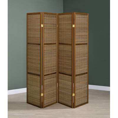 Bellay 4-Panel Bamboo Room Divider Folding Screen Walnut