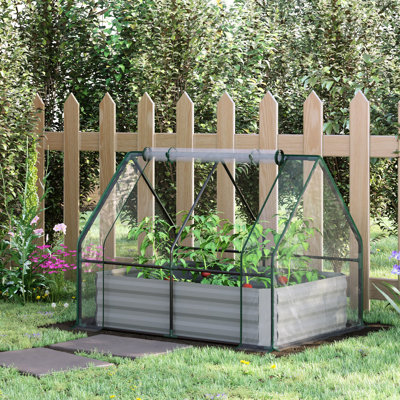 Lit de jardin surélevé galvanisé et housse de serre - 4 pi x 3 pi, pour des fleurs en croissance, des fruits, des légumes, des herbes, une jardinière en métal d'extérieur de 3 pi avec des légumes, des portes