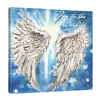 Watercolour Angel's Wings: Joy To The World - Wrapped Canvas Painting