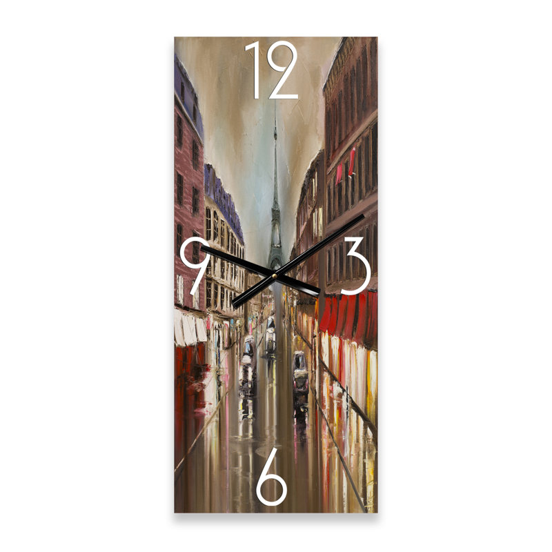 Horloge murale Quiet Rainy Street in Gray Paris, Grand