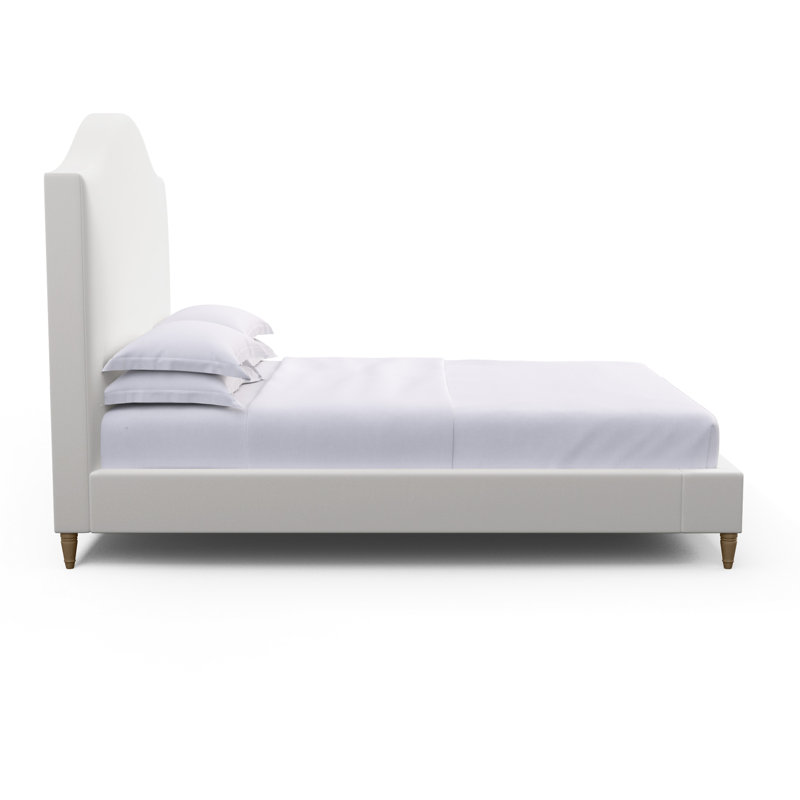 Montague Upholstered Bed, Queen, Box Weave Linen Blanc, Weathered