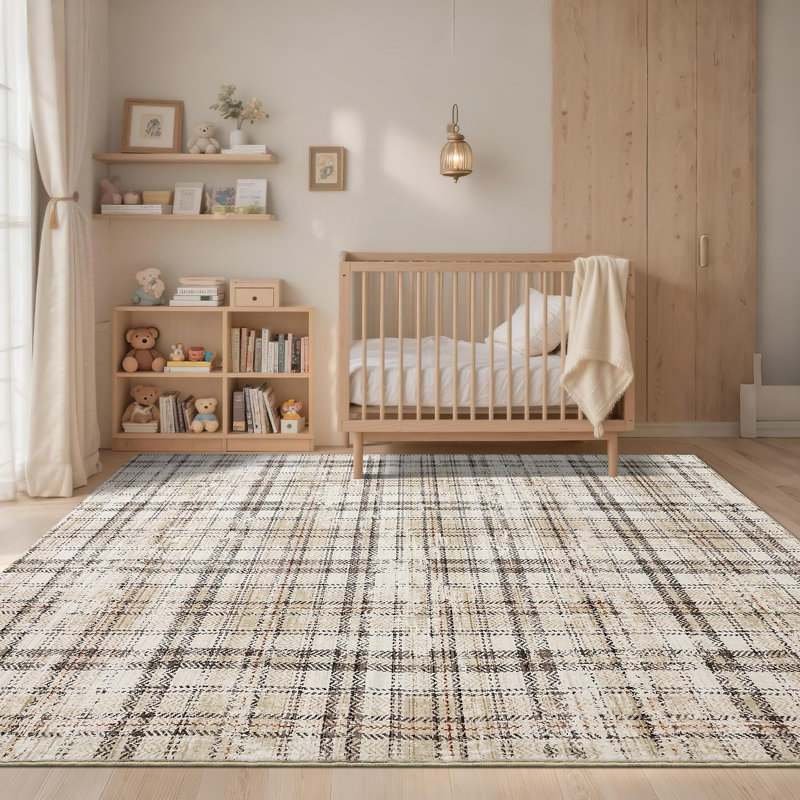Rugs for Living Room Area Rug Washable Rug Non Slip Foldable Modern Carpet for Bedroom Dining Room Nursery Office, Beige