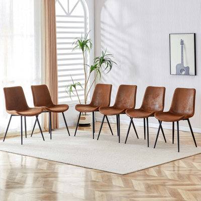 Backrest Cushion Dining Chair,Metal Legs,Curved Widened Cushion Design For More Comfort,Suitable For Restaurants,Kitchens,Bedrooms,Offices,6 Chairs