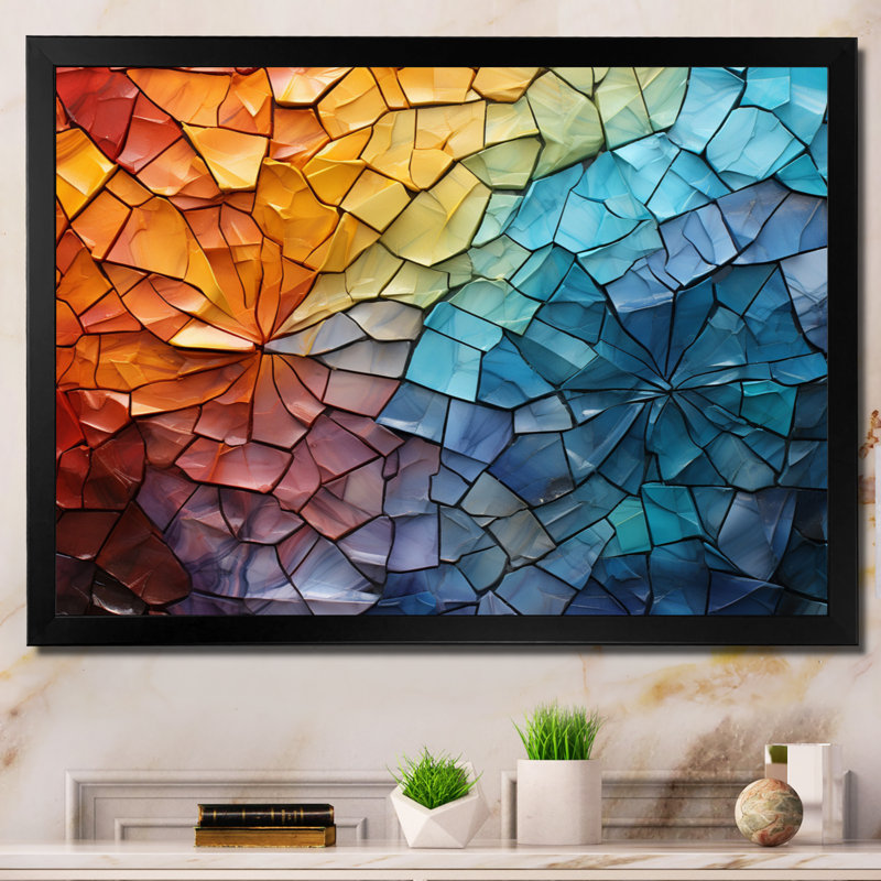 Garnicki Colorful Mosaic II - Abstract Collages, art mural, Cadre simple noir, H 12 po x l 20 po x P 1 po