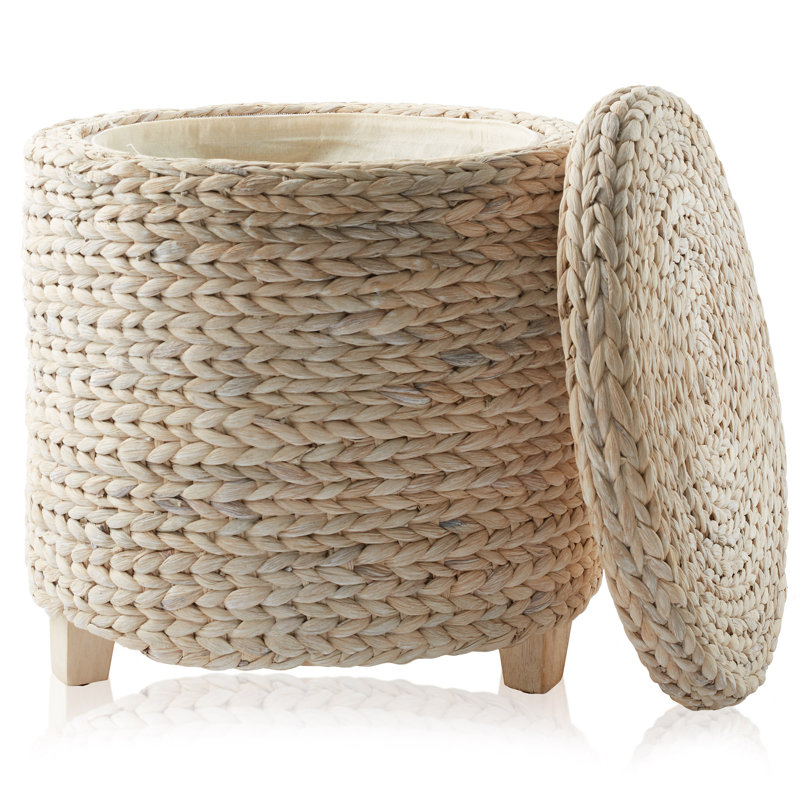 Upholstered Ottoman, White