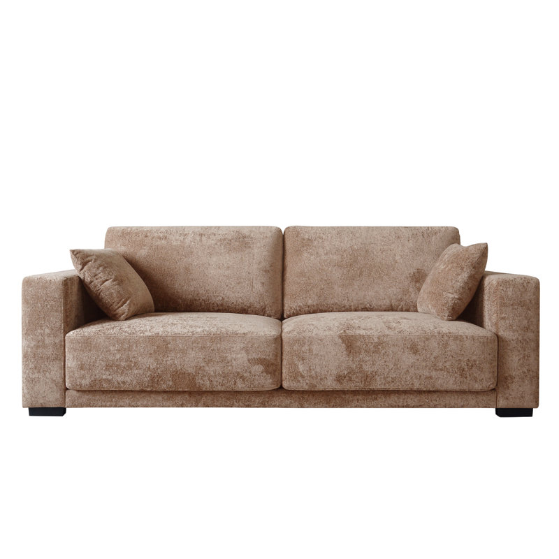 Abram Upholstered Velvet Sofa, Brown