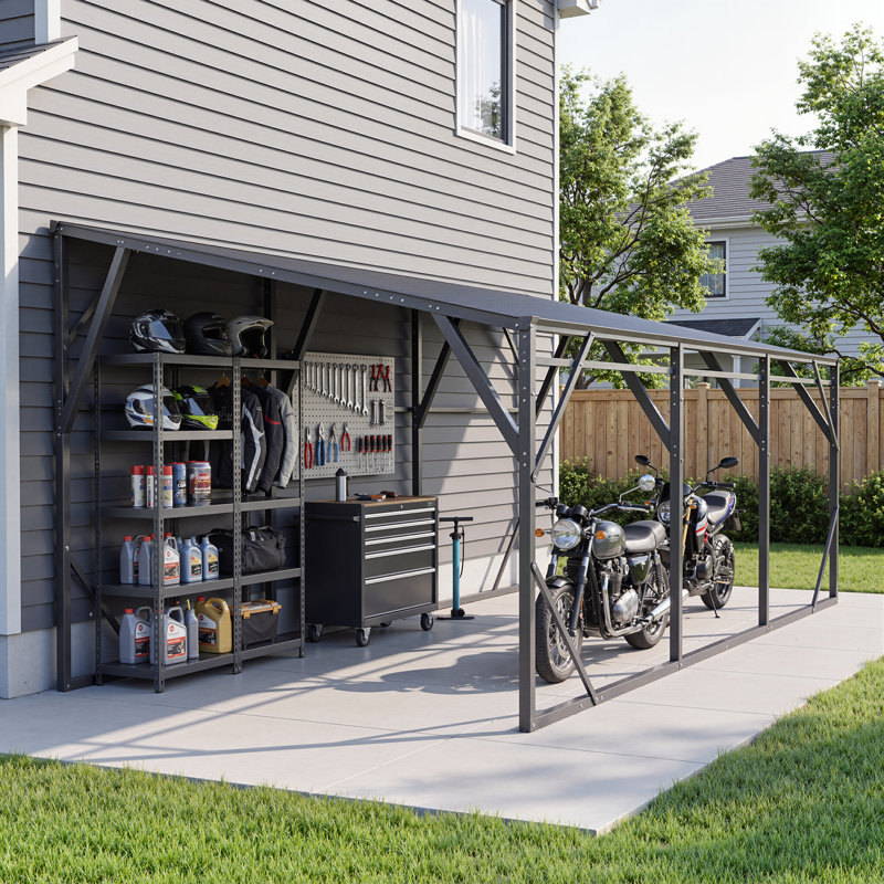 12' x 20' Metal Carport, Heavy-Duty Lean-to Outdoor Canopy Shelter