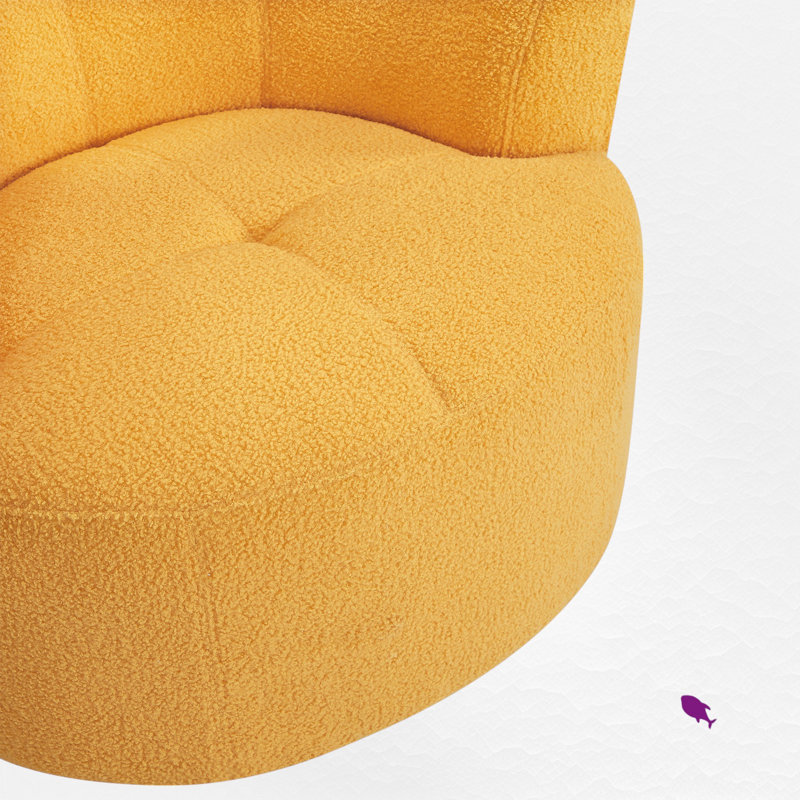 Fauteuil demi-tonneau rembourré et pivotant, Jaune
