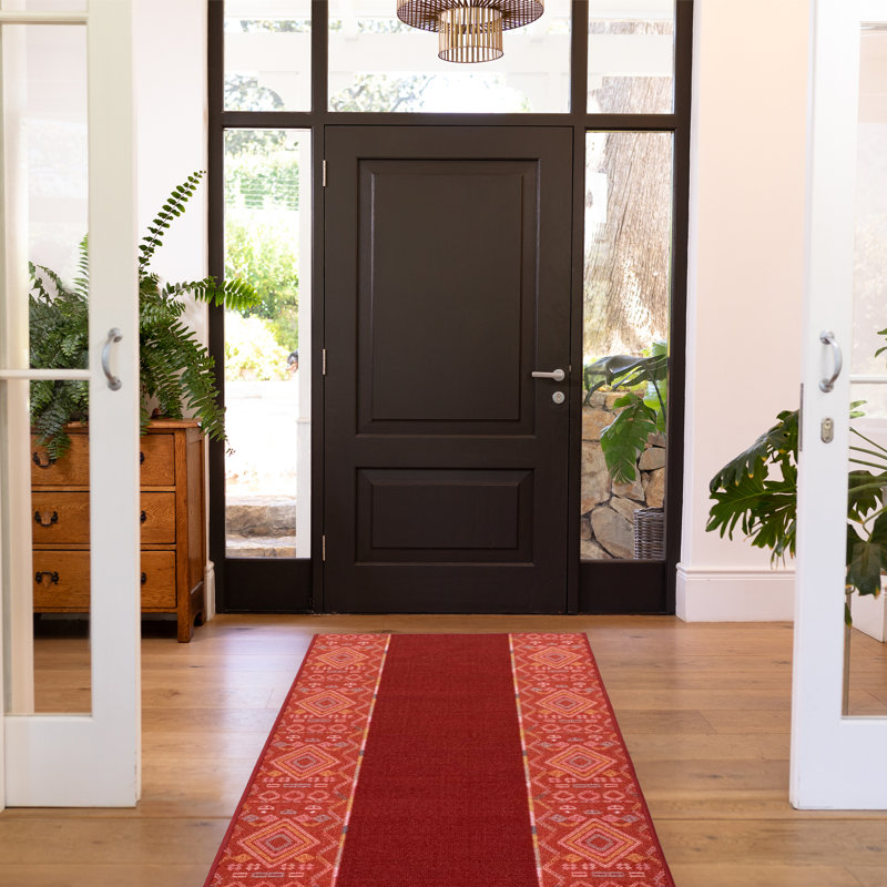 Tapis rouge Southwestern, Tapis de couloir 2 pi 7 po x 10 pi