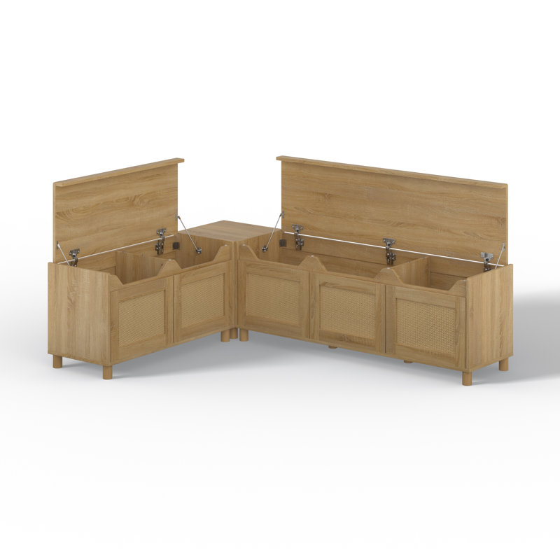 Tabouret d'angle avec rangement en rotin