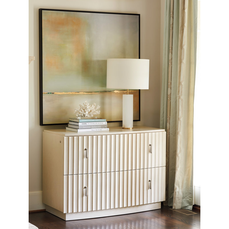 White Transitional Lockable 2-Drawer File Chest