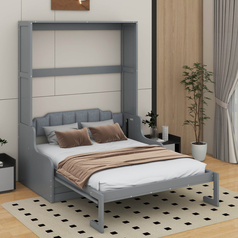 Lit escamotable mural Murphy avec coussin, Gris