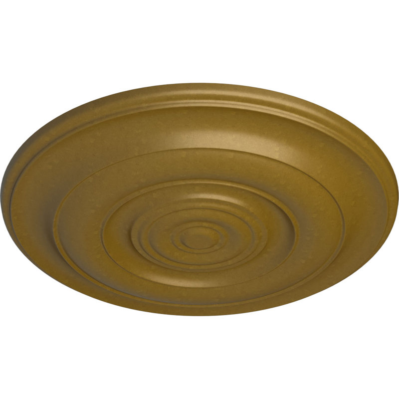 Médaillon de plafond de la station de train Endurathane Kendall, diamètre extérieur de 18 1/2 po x P 3 7/8 po x P 1 po (convient aux auvents jusqu'à 3 7/8 po), finition or éclair peinte à la main