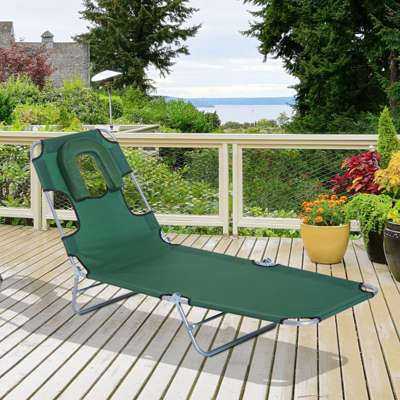 Lia Adjustable Chaise Lounge Folding Recliner Portable Patio Garden Green