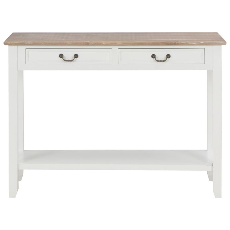 Console Table Entryway Table Side Table with Drawers and Shelves Wood, Natural, White