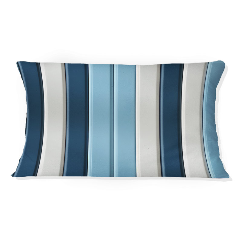 Élégant motif rayé bleu et blanc - Coussin rayé en polyester
