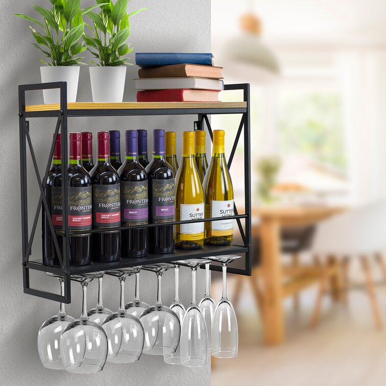 Rebrilliant Spinelli 6 Bottle Hanging Wine Bottle & Glass Rack