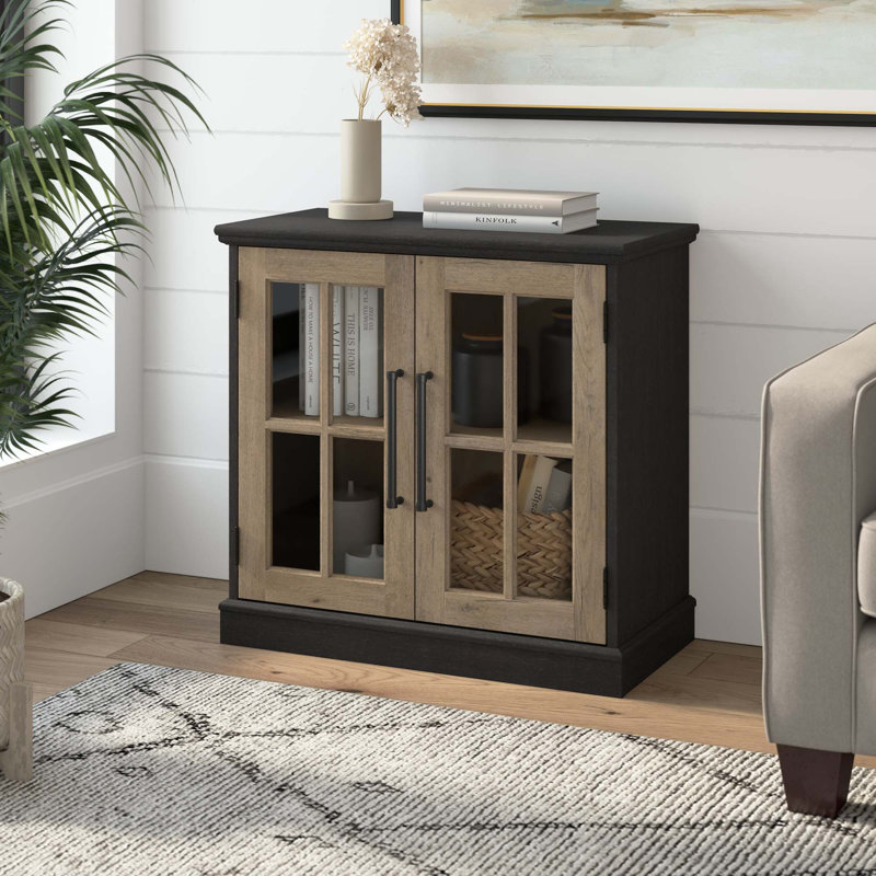 Armoire d'appoint 31 po Arkyn, Hickory rétro noir / brun clair restauré