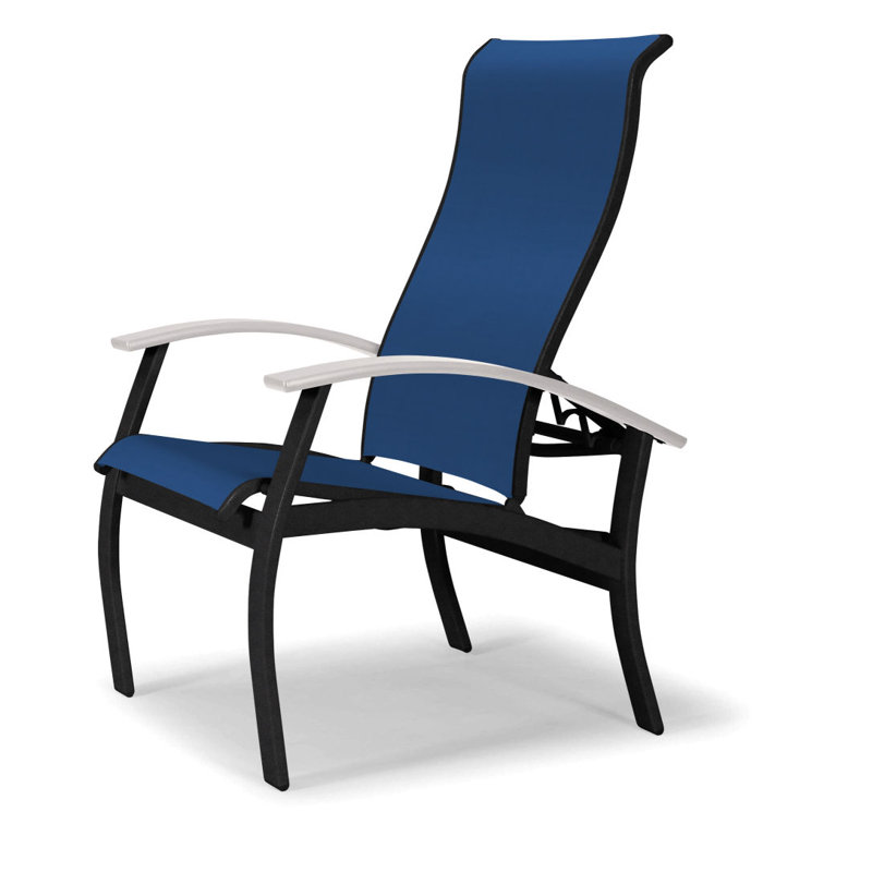 Chaise de patio Askar, Blanc, Cobalt 35D Sunbrella®, Noir texturé