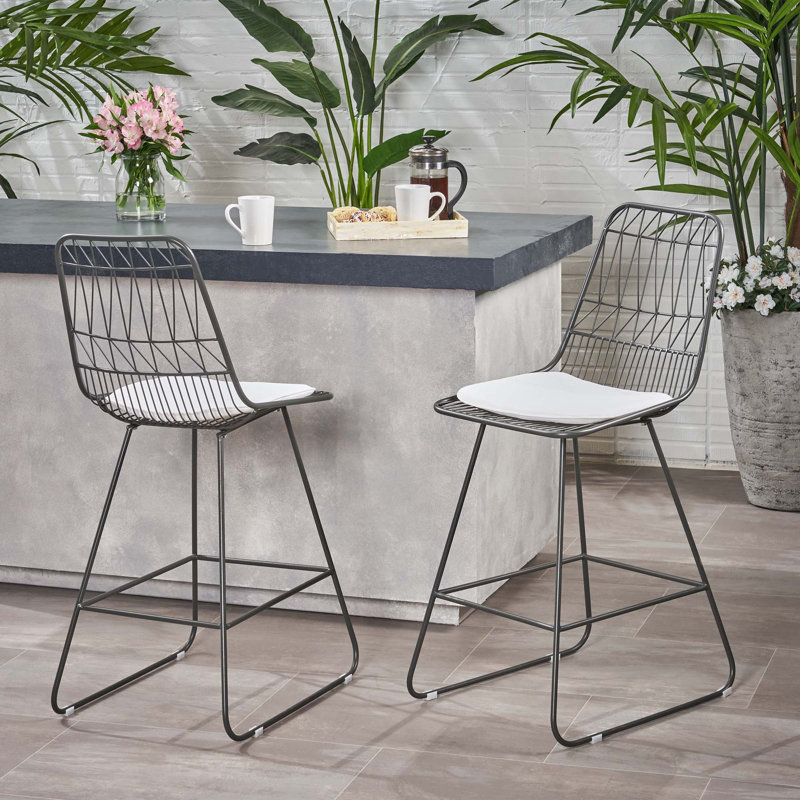 Niez Counter Stool for Kitchen Island, Ivory, Gray