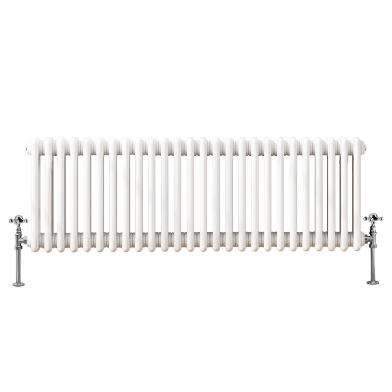 Tryphosa Traditional 2 Column Horizontal Designer Radiator, White, 30cm H x 119cm W
