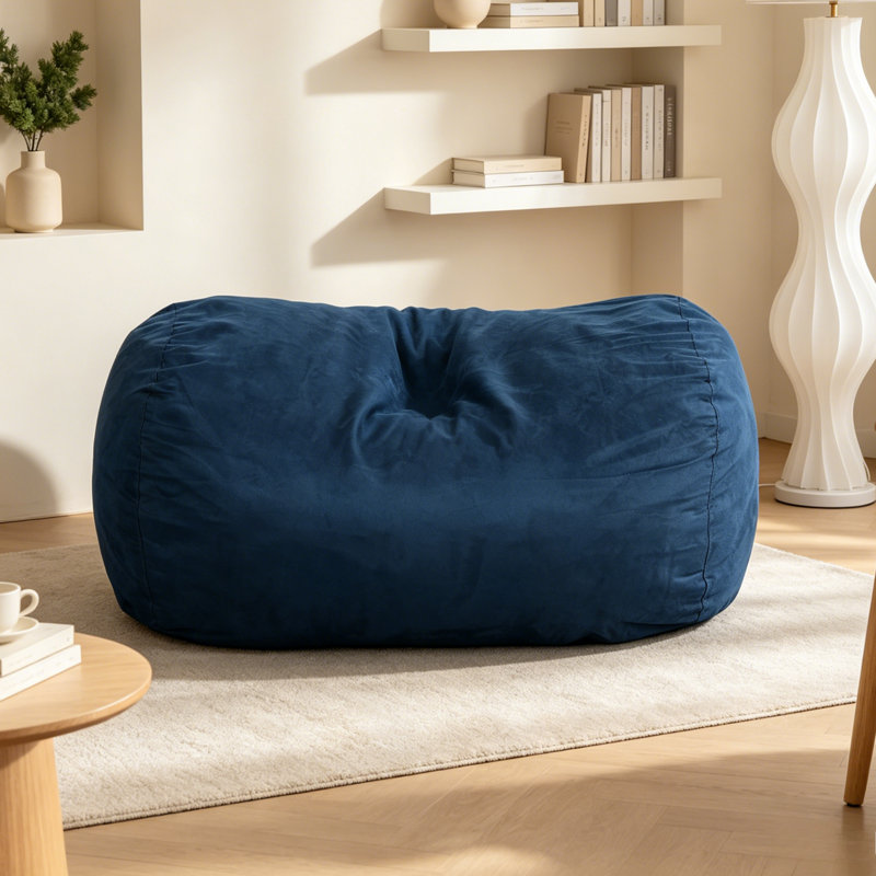 Jasper 8-foot Extra Large Cylindrical Bean Bag, Suede-like Soft Foam Filled, Removable Machine Washable Cover With Childproof Zipper, Traditional Style For Living Room Teen Room, Dark Grey