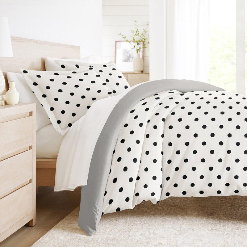 Duvet Cover Set Patterned Microfiber Ultra Soft Bedding in Painted Polkadot, Queen Duvet Cover + 2 Standard Shams