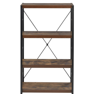 Bob Weathered Oak & Black Finish Bookshelf (Bookshelf) by 17 Stories
