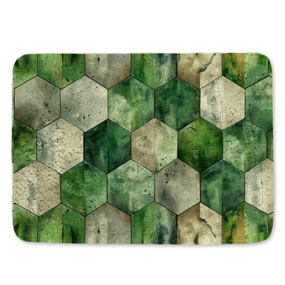 Carreaux hexagonaux, tapis de bain, décoration de salle de bain, tons terreux