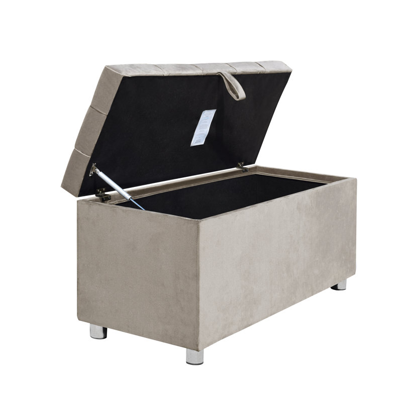 Greco Upholstered Storage Bench, Cream