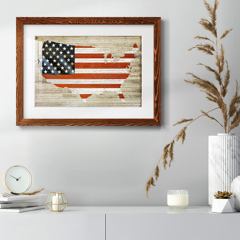Drapeau américain - impression d'un seul cadre photo, H 14 po x l 20 po x P 1,5 po, Érable