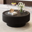 Table basse ronde moderne cannelée avec plateau en verre trempé et rangement caché-126537897-134637113