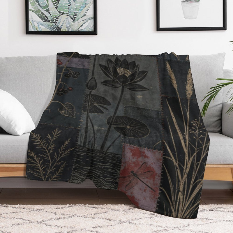 Jeté en flanelle Botanical Patchwork Luxury, 30 po x 40 po