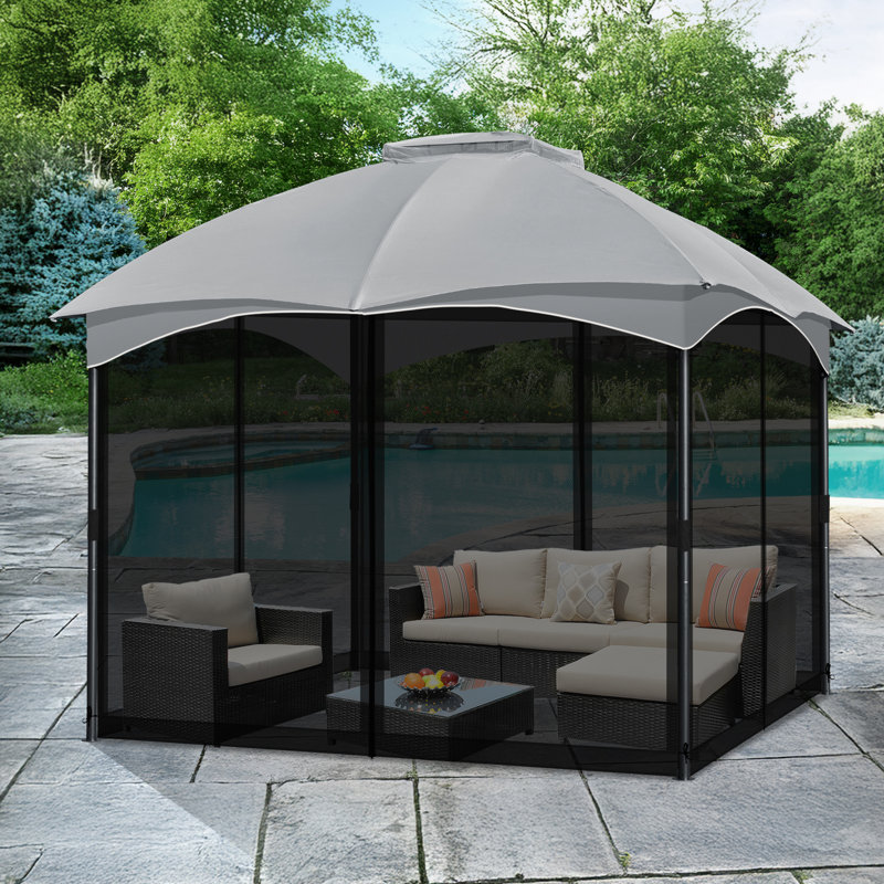 Universal Gazebo Mosquito Netting, 210cm H x 310cm W x 310cm D, Black