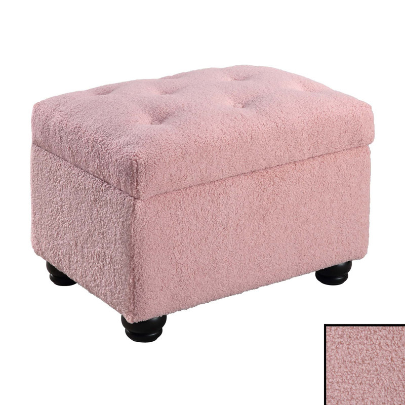 Repose-pieds avec rangement Frontenac, Mélange de polyester Sherpa rose