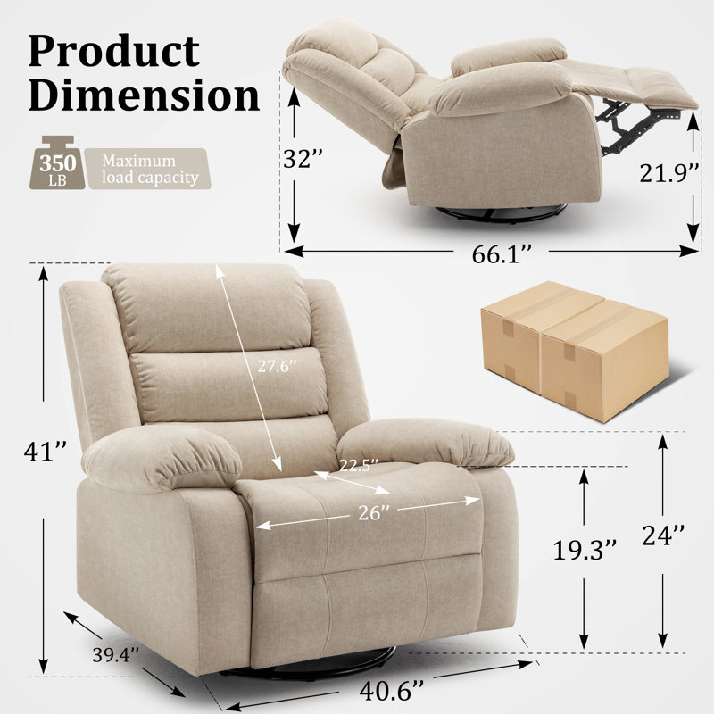 Ellisse Khaki Wool Oversized Recliner with Massage and Heat