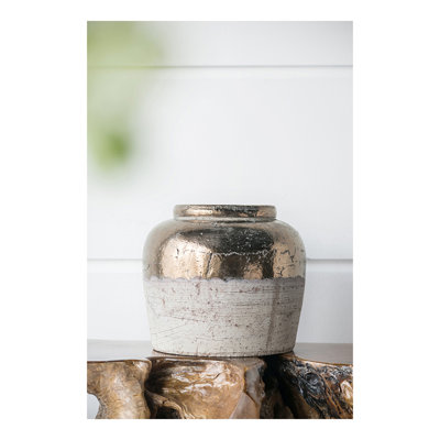 Vase rond en céramique brun Sienna