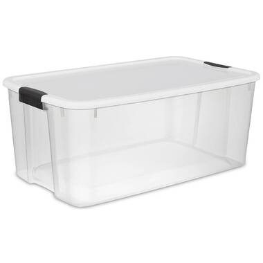 Sterilite 26 Gal. Clear Base with Blue Latch & Carry Storage Tote - Gillman  Home Center