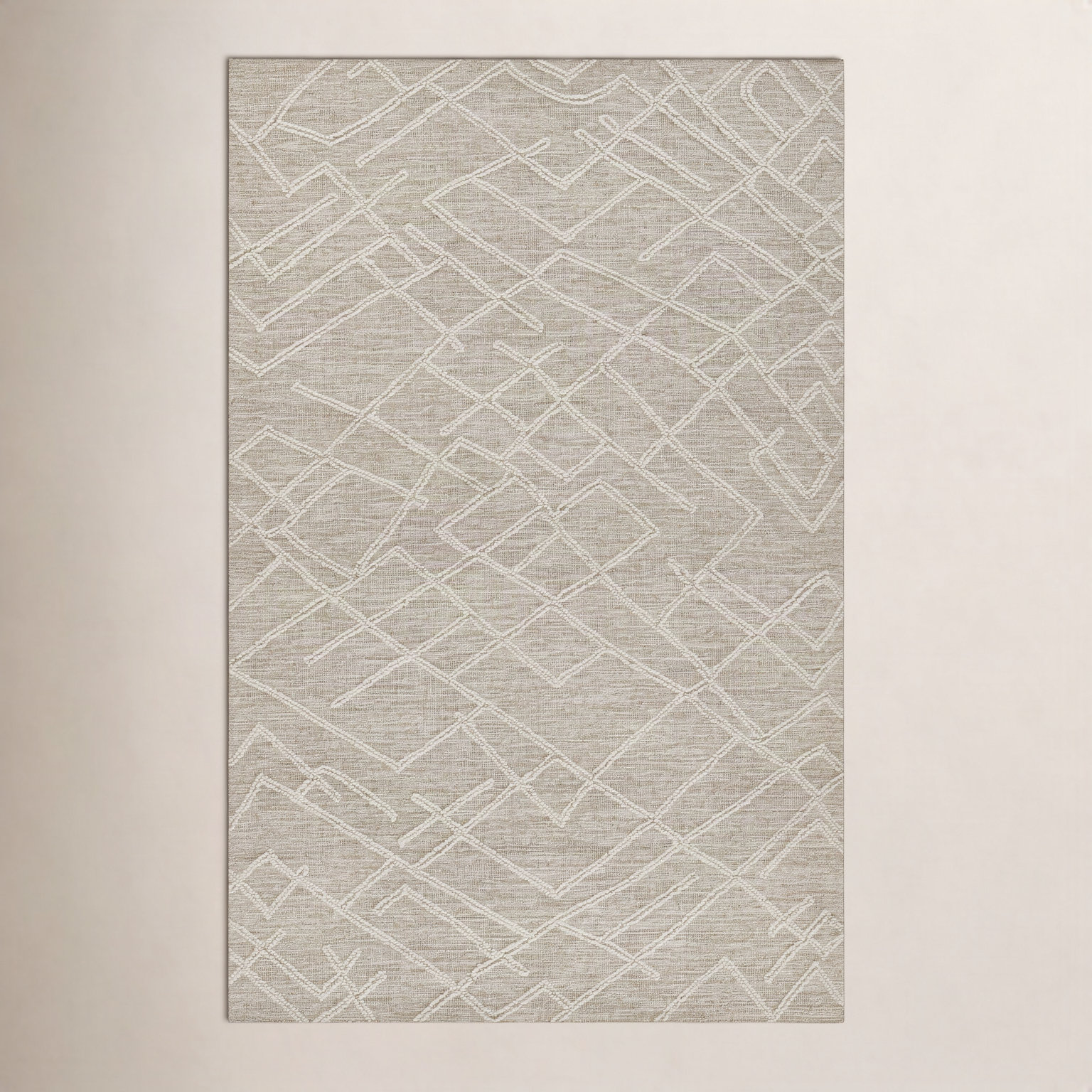 Beige Hand-Tufted Abstract Wool Rug, Rectangle 9' x 12'