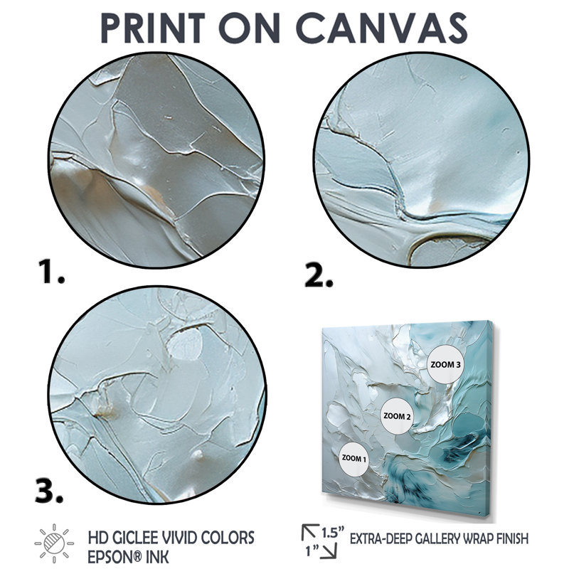 «Silver Shimmer - Abstract Landscape», reproduction sur toile encadrée, 44" H x 44" W, Toile tendue