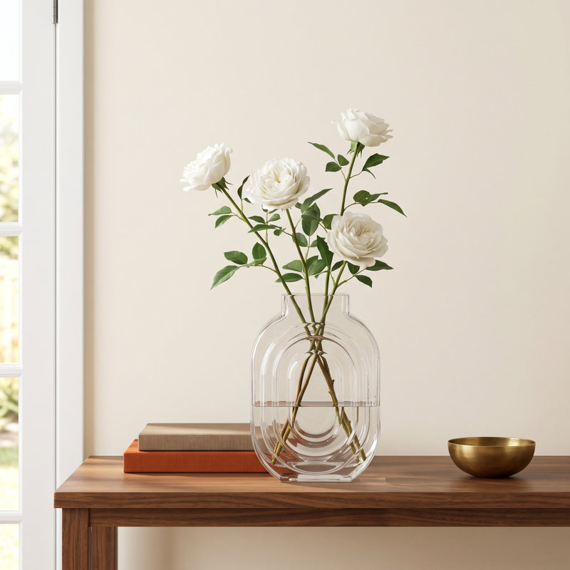 Aubart Glass Table Vase 1, 7.75" H x 5.5" W x 2" D