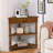 33.8'' Small Triangle Corner Table, Wood Corner Side Table For Small Spaces/ Living Room, 3 Tier End Corner Table With Solid Wood Legs, Brown