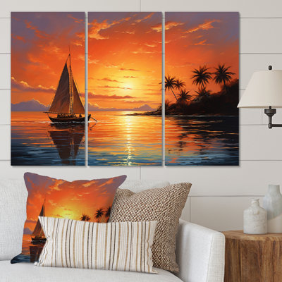 Caraibe Island Sunset II Nautical & Beach Wall Decor on Metal