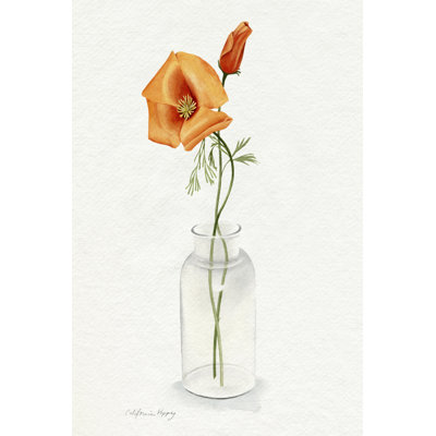 " California Poppy Vase I " Painting Print