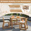 Ensemble de bar de patio rustique 5 pièces, ensemble de table de patio et chaises avec chaises ergonomiques, plateau de table à lattes en bois massif pour piscine, balcon, cour arrière, véranda (teck clair + coussin beige)-1598269679