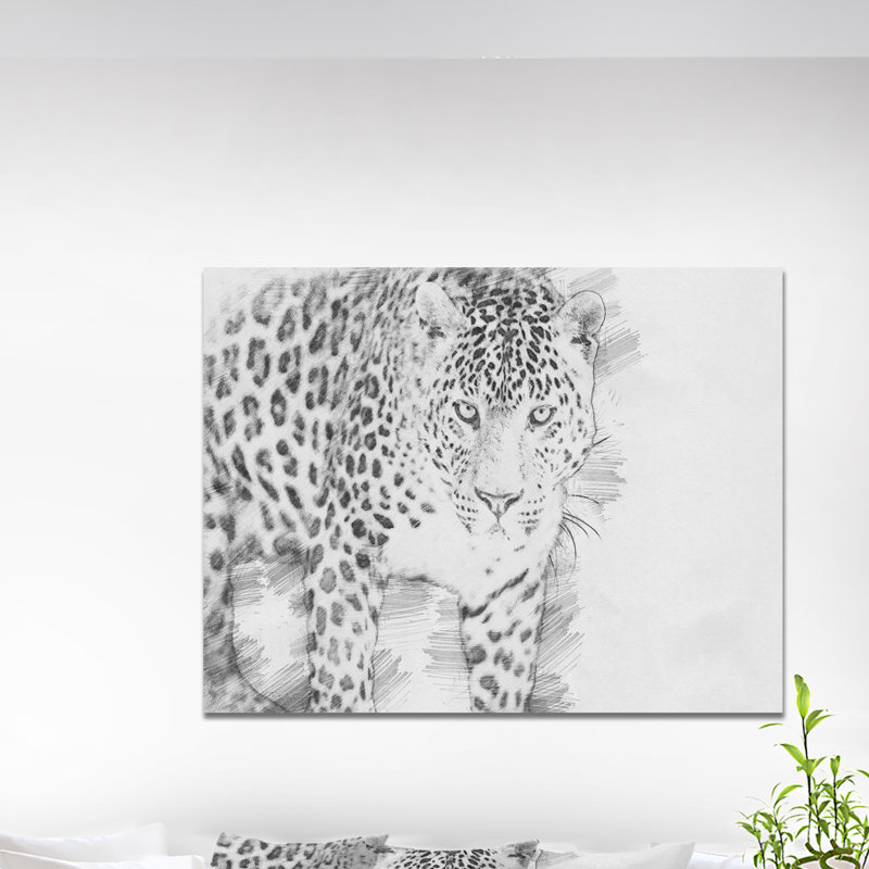 «Black and White Leopard», reproduction d'art sur toile tendue, H 30 po x l 40 po x P 1,5 po