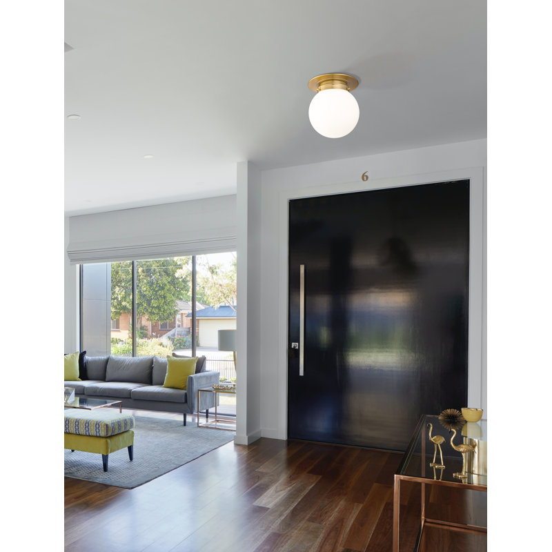 Plafonnier encastré en verre Torres, Laiton héritage, H 10,5 po x l 9 po x P 9 po