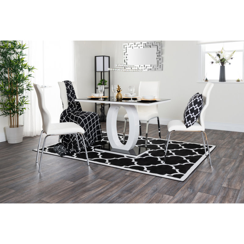 Carennac 4 -Person Glass Dining Set, White